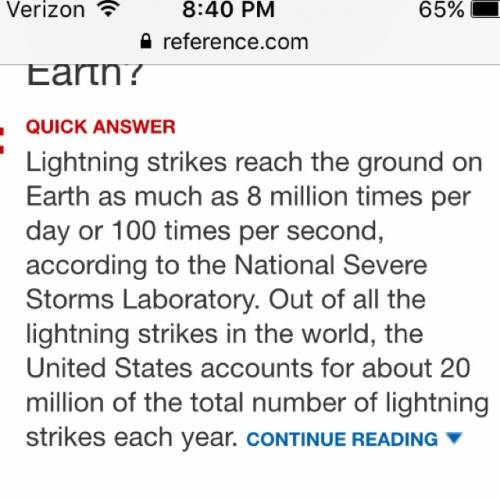 Around the world how often does lightning strike?