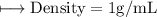 \\ \rm\longmapsto Density=1g/mL