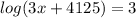 log (3x+4125)=3