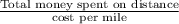 \frac{\textrm{Total money spent on distance}}{\textrm{cost per mile}}