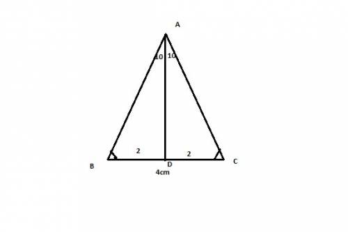 In triangle abc, bc=4 centimeters, m angle b=m angle c, and m angle a = 20 degrees. what is ac to tw