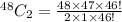 ^{48}C_2=\frac{48\times47\times46!}{2\times1\times46!}