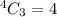 ^{4}C_3=4