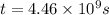 t = 4.46 \times 10^9 s