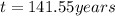 t = 141.55 years