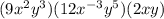 (9x^2y^3)(12x^{-3}y^5)(2xy)