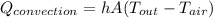 Q_{convection} = hA(T_{out}-T_{air})