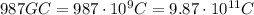 987 GC = 987 \cdot 10^9 C = 9.87\cdot 10^{11} C