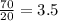 \frac{70}{20}=3.5