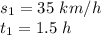 s_1=35\ km/h\\t_1=1.5\ h