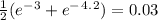 \frac{1}{2} (e^-^3 + e^-^4^.^2) = 0.03
