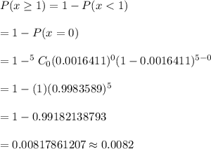 P(x\geq1)=1-P(x