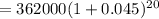 =362000(1+0.045)^{20}