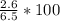 \frac{2.6}{6.5} * 100