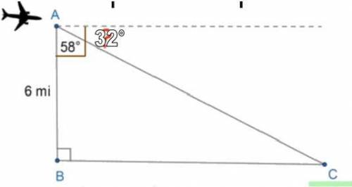 Find the angle of depression from point a to point c. angle of depression= ?