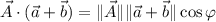 \vec A\cdot(\vec a+\vec b)=\|\vec A\|\|\vec a+\vec b\|\cos\varphi