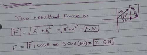Two forces 3n and 4n act on 20kg mass. calculate the magnitude of the resultant force if the angle b