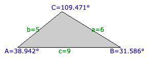 Atriangle has one side that measures 5 ft, one side that measures 6 ft, and one side that measures 9