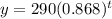 y=290(0.868)^t