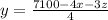 y = \frac{7100 - 4x - 3z}{4}