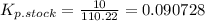 K_{p.stock} =\frac{10}{110.22} =0.090728