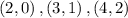 \left( {2,0} \right), \left( {3,1} \right),\left( {4,2} \right)