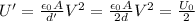 U' = \frac{\epsilon_0 A}{d'}V^2 = \frac{\epsilon_0 A}{2d}V^2 = \frac{U_0}{2}