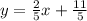 y = \frac {2} {5} x + \frac {11} {5}