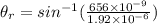 \theta_r= sin^{-1}(\frac{656\times10^{-9}}{1.92\times10^{-6}})