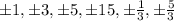 \pm 1,\pm 3,\pm 5,\pm 15,\pm \frac{1}{3},\pm \frac{5}{3}