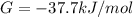 G=-37.7kJ/mol