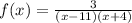 f(x)=\frac{3}{(x-11)(x+4)}