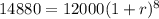 14880=12000(1+r)^8