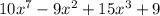 10x^7-9x^2+15x^3+9