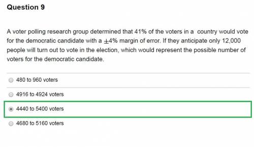 Avoter polling research group determined that 41% of the voters in a country would vote for the demo