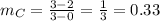 m_{C}=\frac{3-2}{3-0}=\frac{1}{3}=0.33