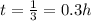 t=\frac{1}{3} =0.3h