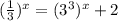 (\frac{1}{3})^{x} =  (3^{3})^{x}+ 2