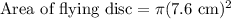 \text{Area of flying disc}=\pi(7.6\text{ cm})^2