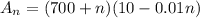 A_{n}=(700+n)(10-0.01n)