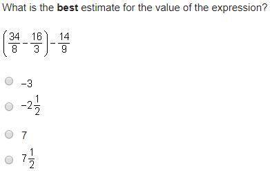 What is the best estimate for the value of the expression?  ( 34 16 14 83-g o o ni o o