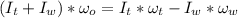 (I_t+I_w)*\omega_o=I_t*\omega_t-I_w*\omega_w