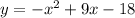 y=-x^2+9x-18