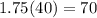 1.75(40)=70