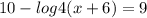 10-log4(x+6)=9