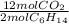 \frac{12molCO_{2}}{2molC_{6}H_{14}}