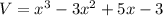 V=x^{3}-3x^{2}+5x-3