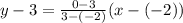 y-3=\frac{0-3}{3-(-2)}(x-(-2))