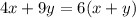 4x+9y=6(x+y)