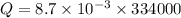 Q=8.7\times 10^{-3}\times 334000